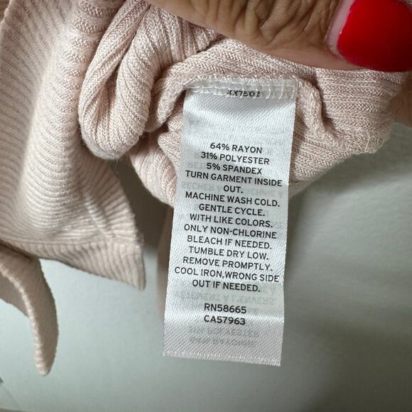 Open Edit L Beige Ribbed Button Front Cardigan Sweater Nordstrom $89 NWT - Picture 6 of 9